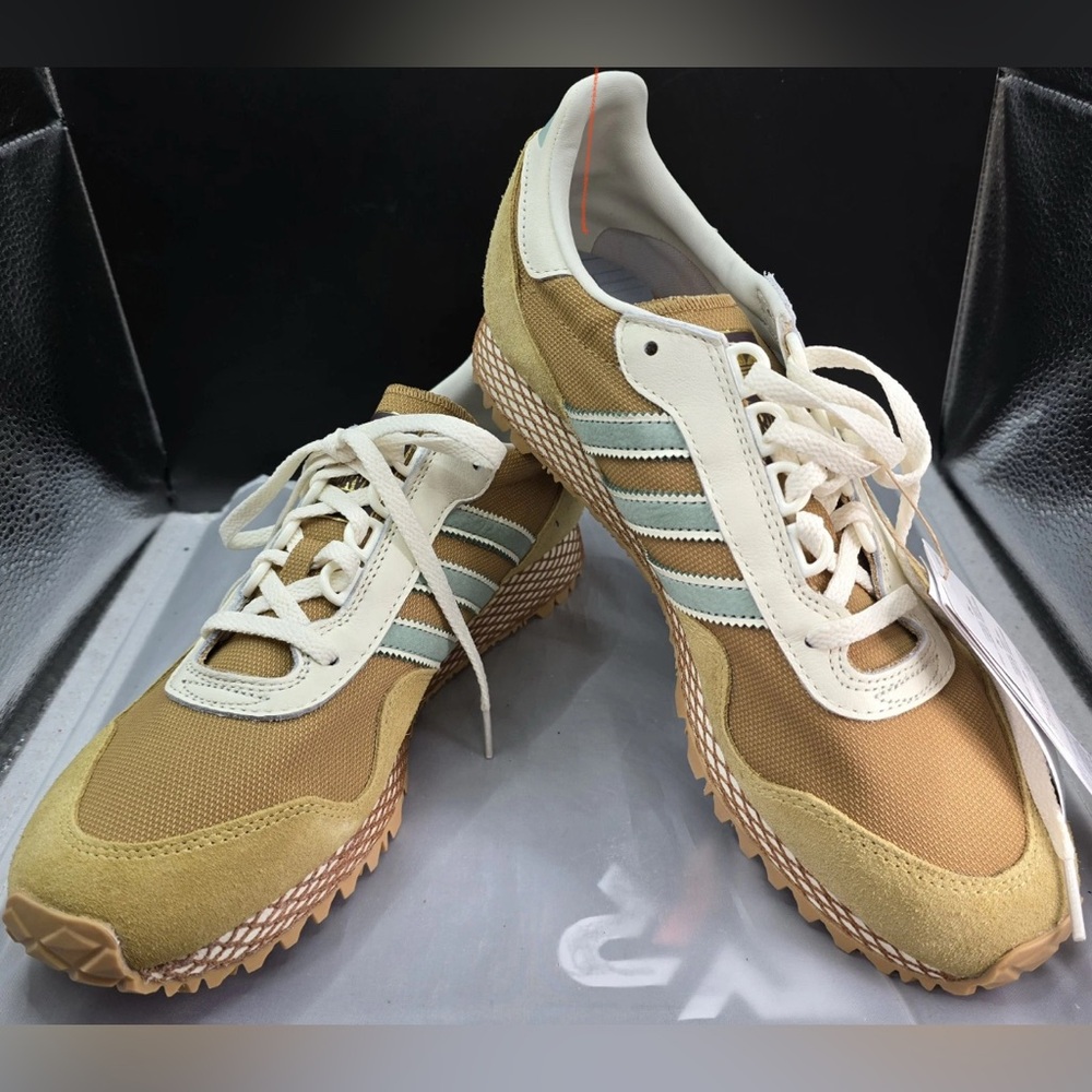 Adidas New York Sneakers in Tan and Blue